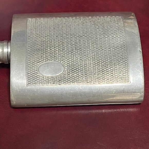 VTG Sheffield Rose English Pewter Hip 3 Oz. Drinking Curved Flask 3.25"x4.5" - Picture 12 of 15